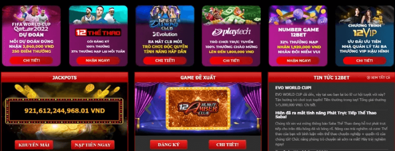 12Bet - Si&ecirc;u phẩm nh&agrave; c&aacute;i đạt điểm 10 về chất lượng